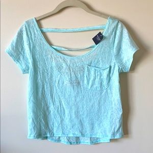 A&F Small cropped mint green top